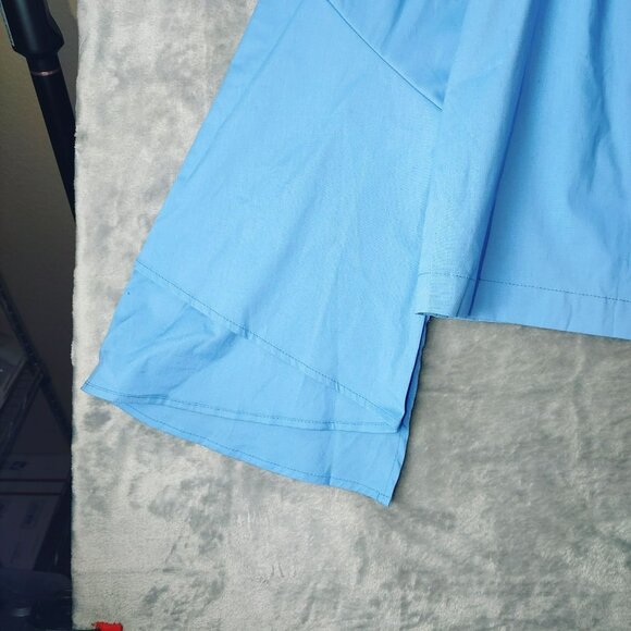 Shinestar Off-Shoulder Cropped Top With Flared Sleeves Size L Blue NWT - Picture 2 of 10